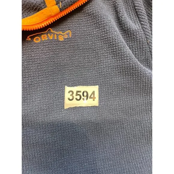 Orvis Troutbum 1/4 Zip Pullover Sweater Mens Large Blue Waffle Weave Fleece - Picture 7 of 7